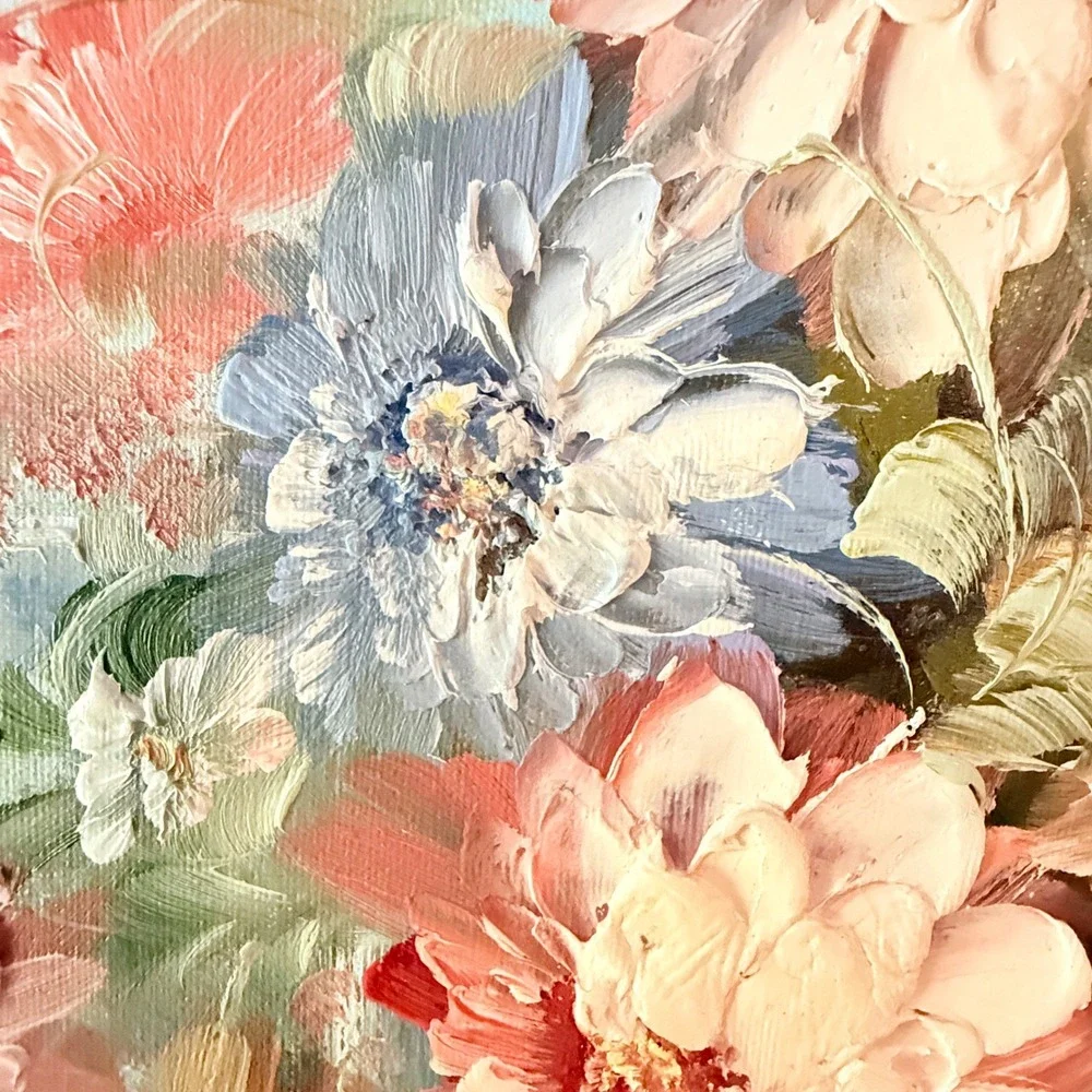 Vintage Impasto Floral Oil Painting Signed A Sweeting Framed Original Canvas